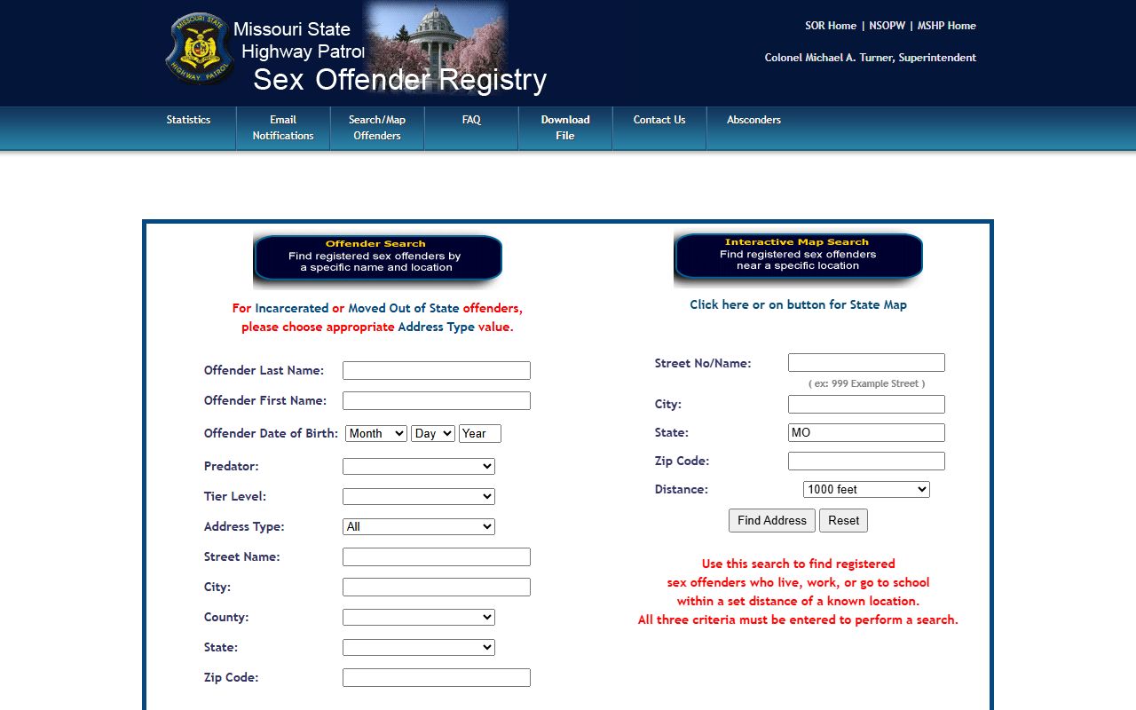Stoddard County inmate records Missouri sex offender registry source