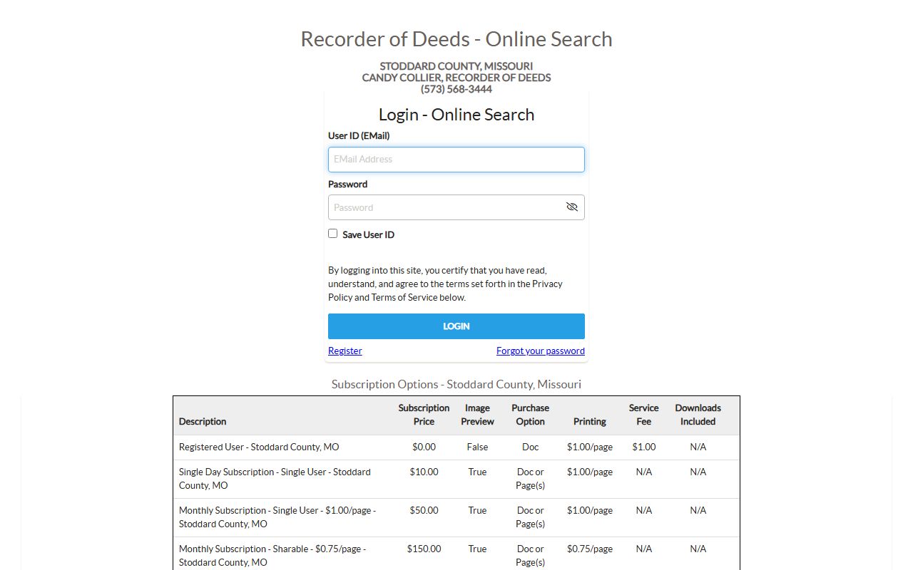 Stoddard County marriage records Recorder of Deeds iCounty source